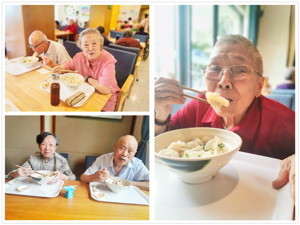 成都养老院一暄康养膳食部特制手工海鲜饺，情暖院内长者心