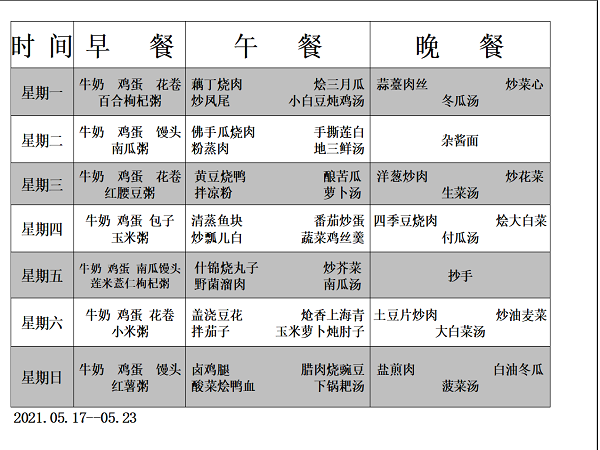 一暄康养5.17-5.23食谱